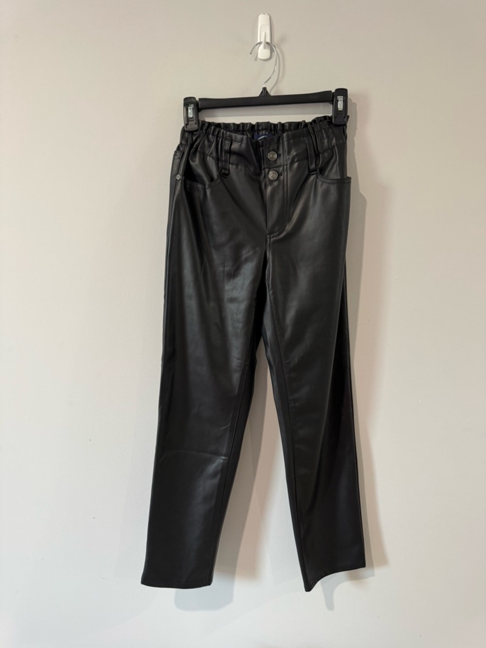 Scoop Black Faux Leather Crop Straight Pants Size 0